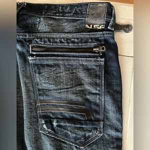 Men’s Helix Low Straight dark wash distressed jeans size 34x34